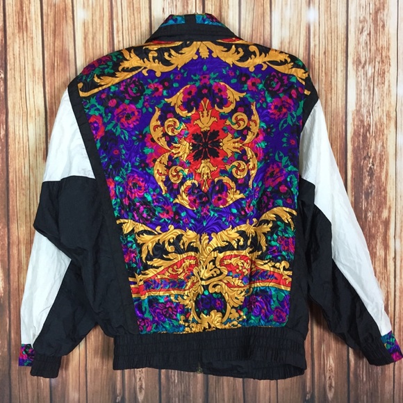 Vintage Jackets & Blazers - Vintage East West Filigree Damask Windbreaker Coat